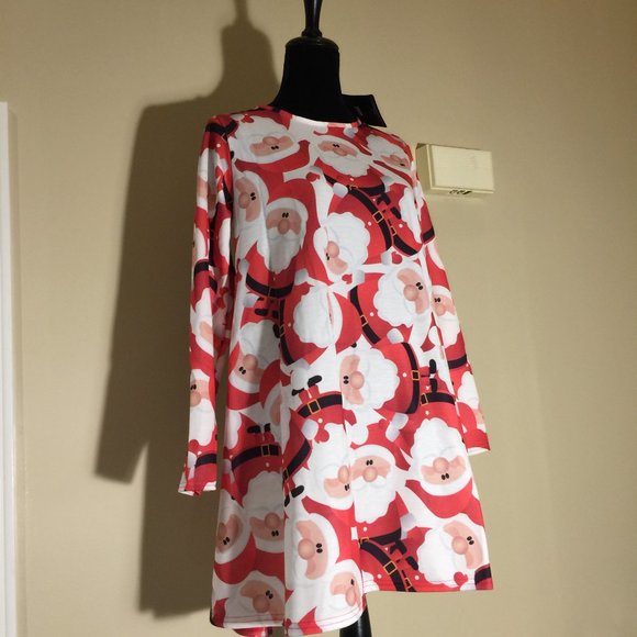 MISSLOOK Tunic Top M/L Holiday Santa Claus Chr… - Picture 8 of 16